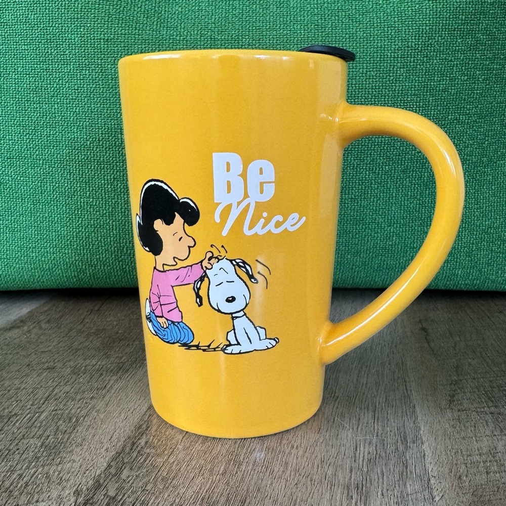 Peanuts 18oz. Travel Cup w/Lid Yellow - Be Nice